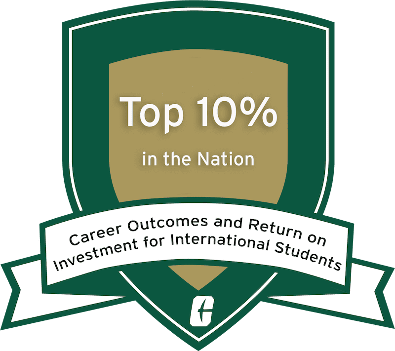 Top 10 percent in the nation for career outcomes and return on investment for international students